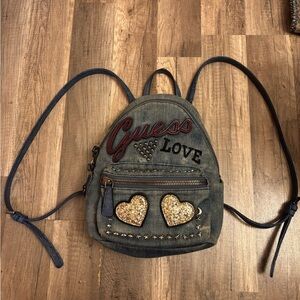 ✨ Authentic GUESS Denim Mini Backpack – Love Edition ✨